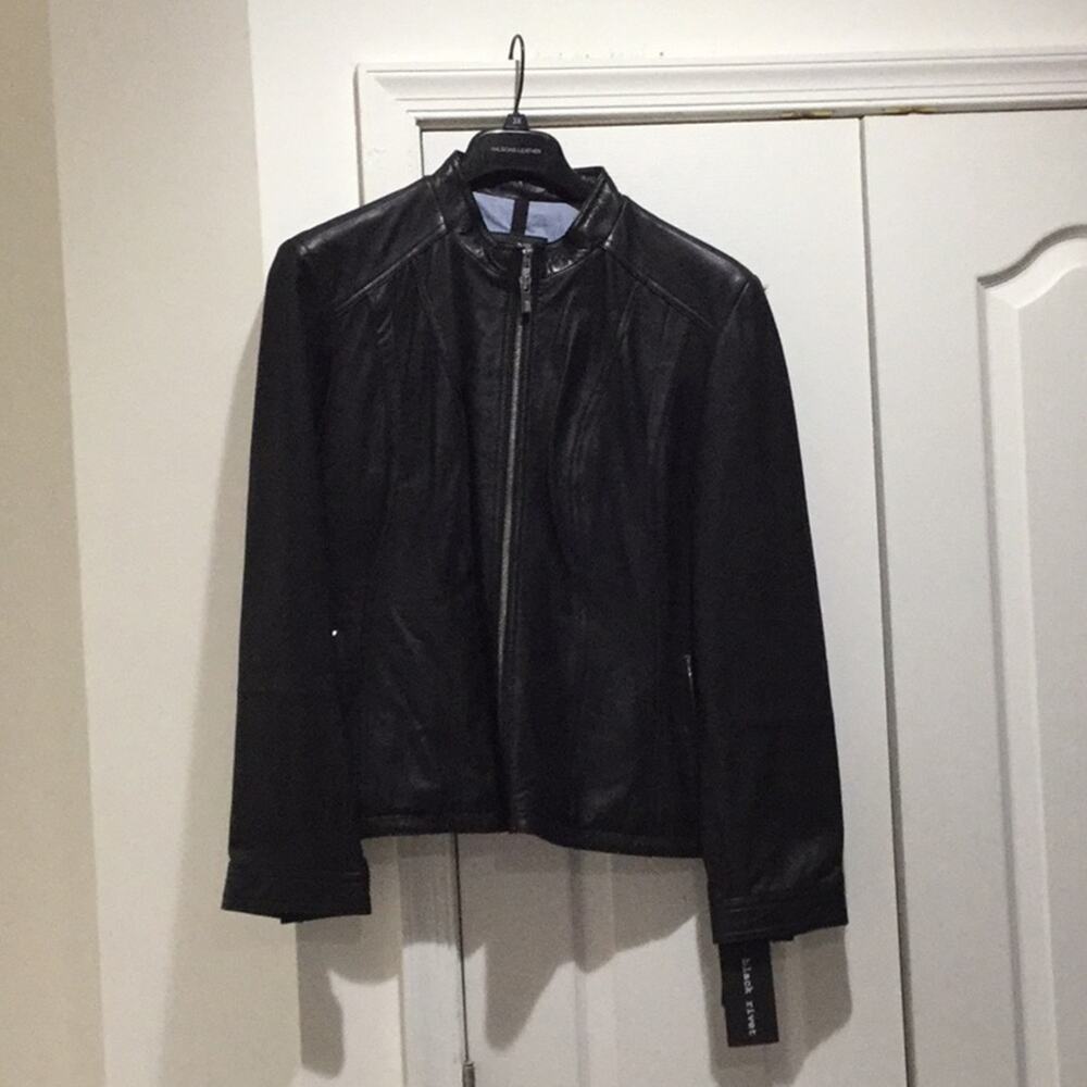 Black Rivet 3x all leather black jacket NWT